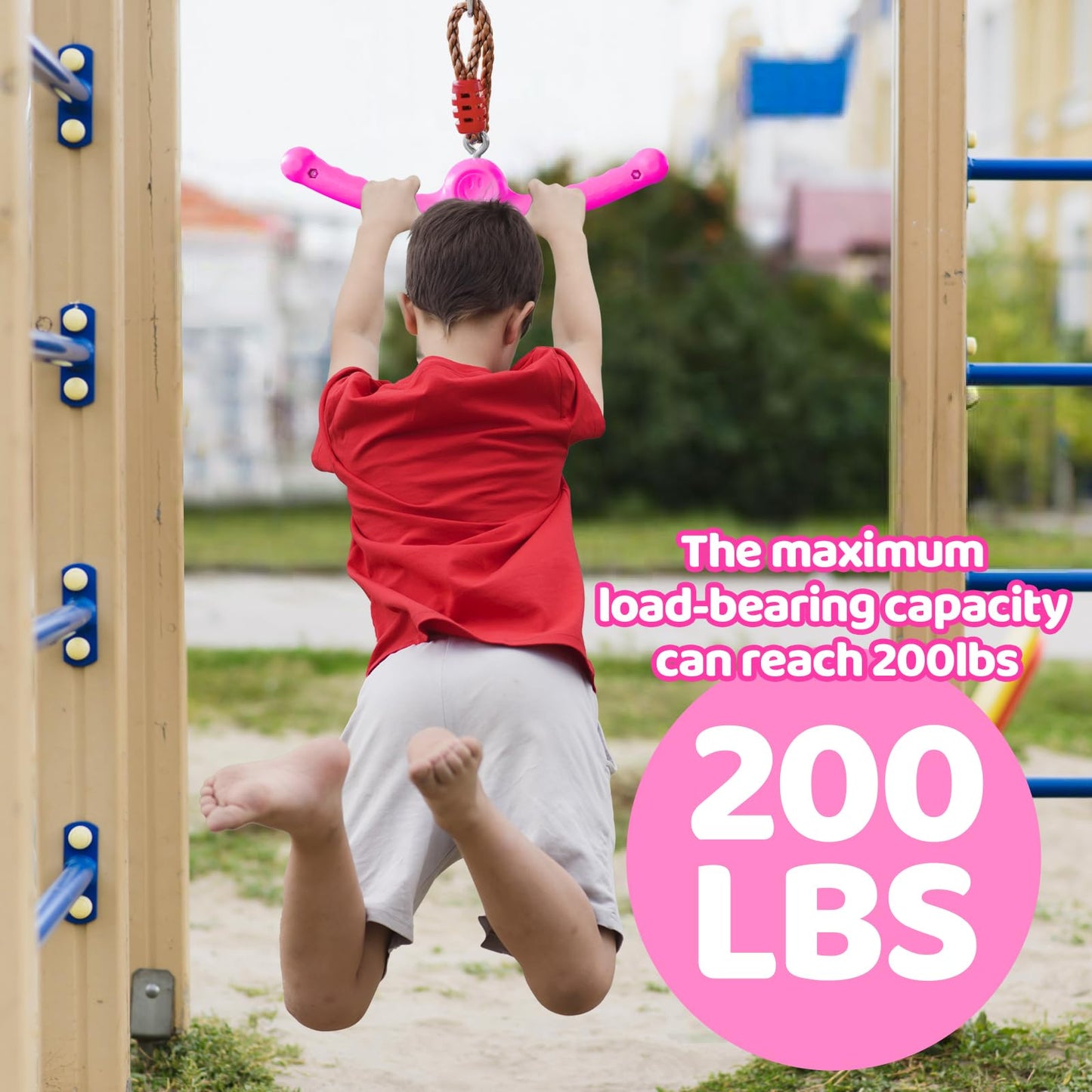 Just.smile Ninja-Twister 360-degree Spin Handle | Slackline Swing Attachment for Kids (Rose Red)