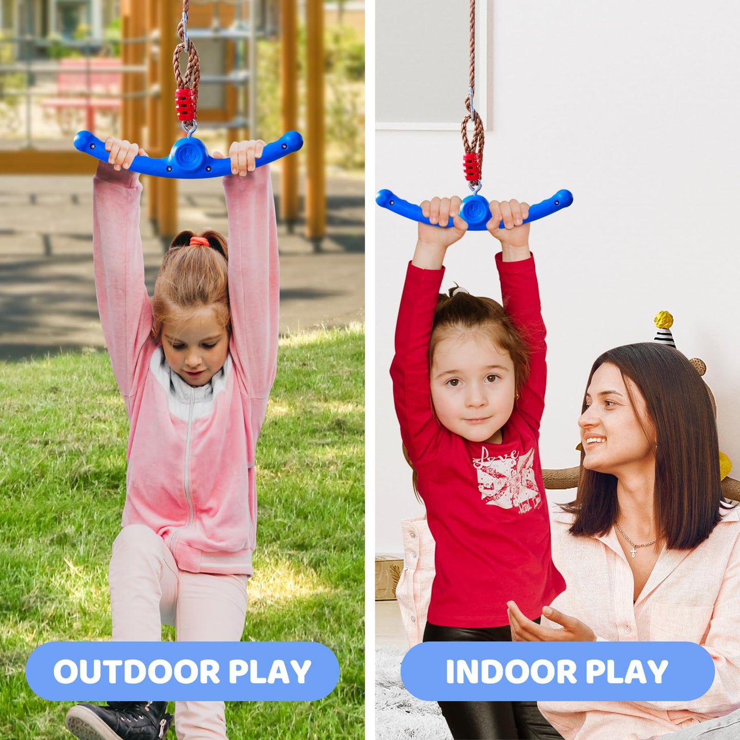 Just.smile Ninja Swing-Twister 360° Spin Handle – Kids Slackline Swing Attachment (Blue)