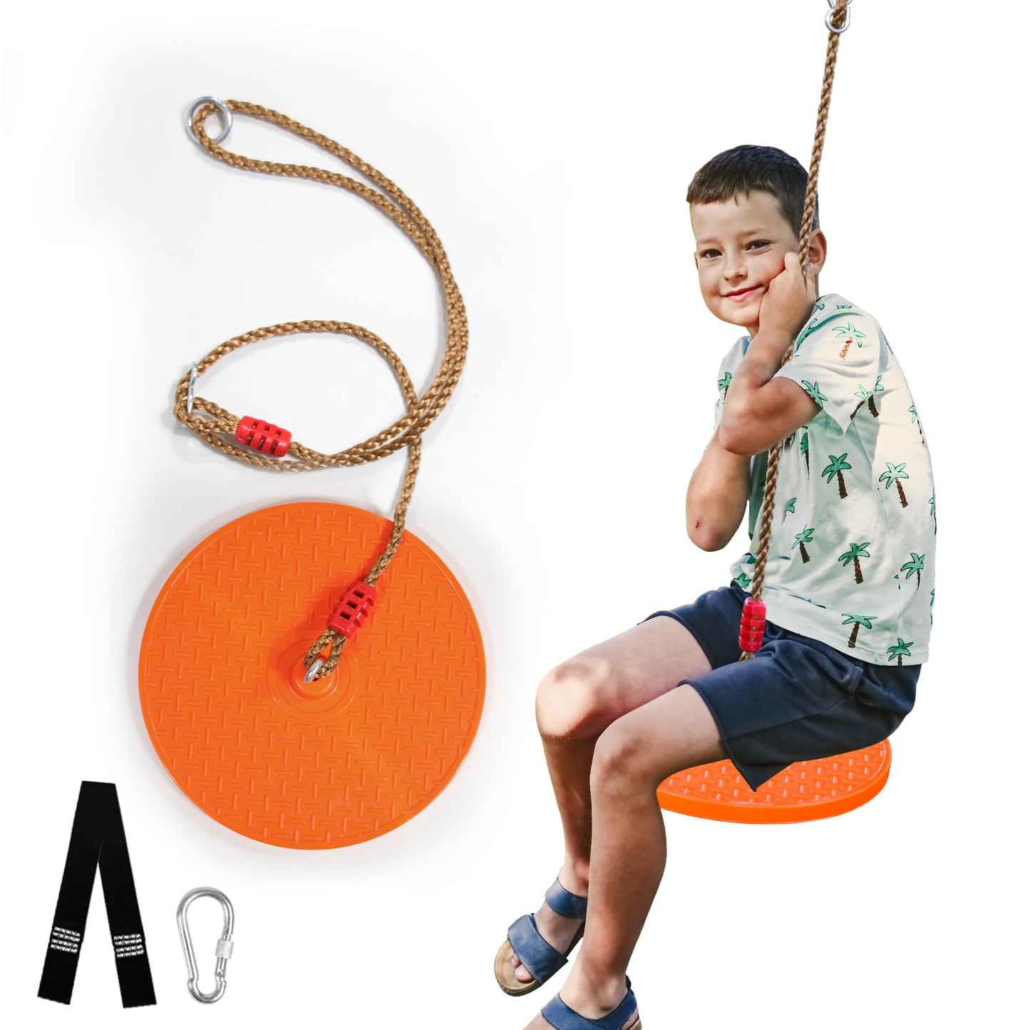 Just.smile Rotating Disc Swing – 360° Swivel Seat, No Assembly, Portable Indoor/Outdoor