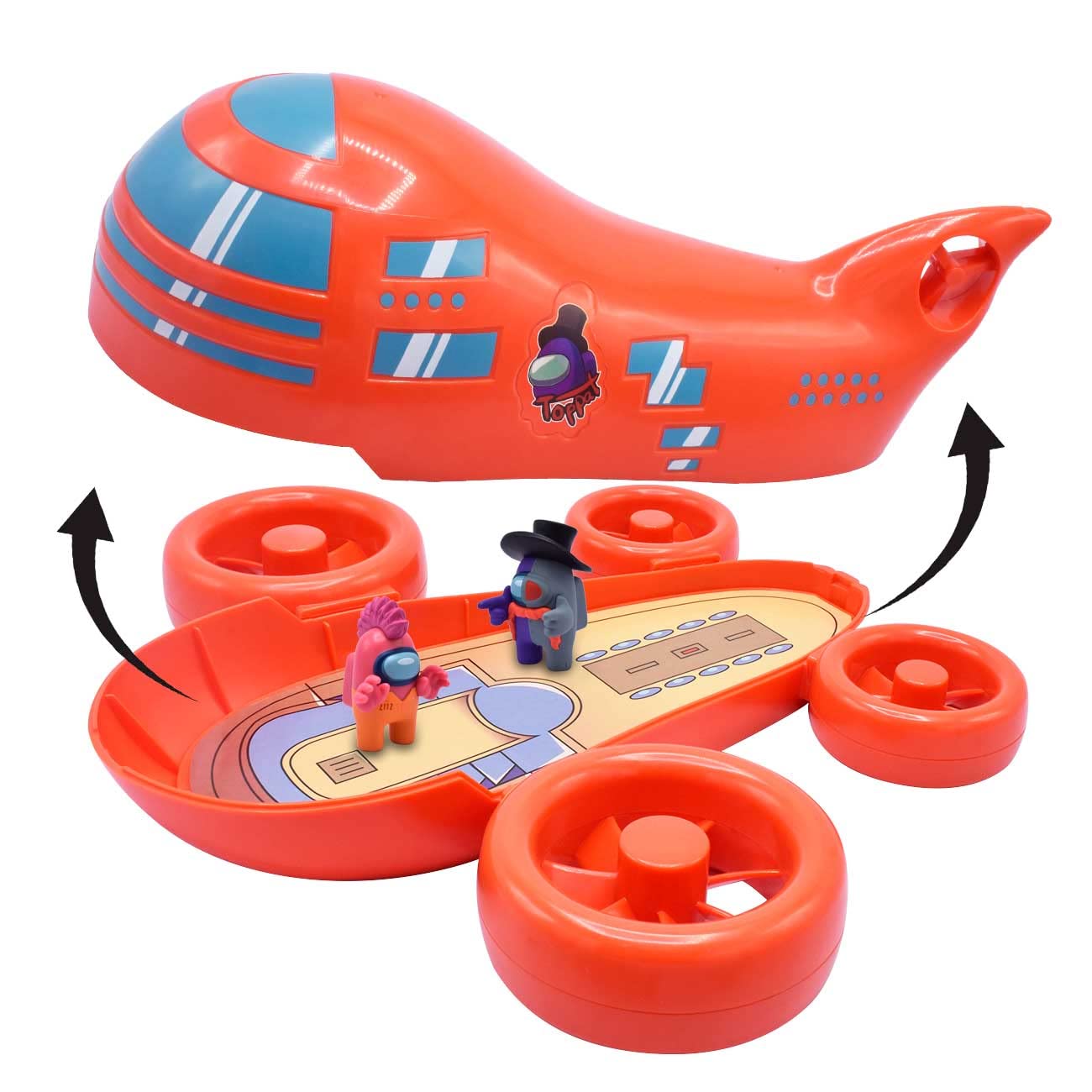 Just Toys LLC Among Us Airship Playset – 10-Inch Licensed Airship with Detachable Top & 2 Exclusive Mini Figures