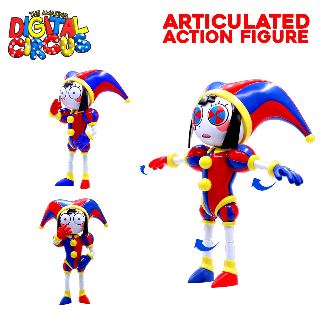 Just Toys Deluxe Pomni – 6-Inch Action Figure from The Amazing Digital Circus | Fully Articulated, Collector-Grade Detail, Display Stand & Accessories