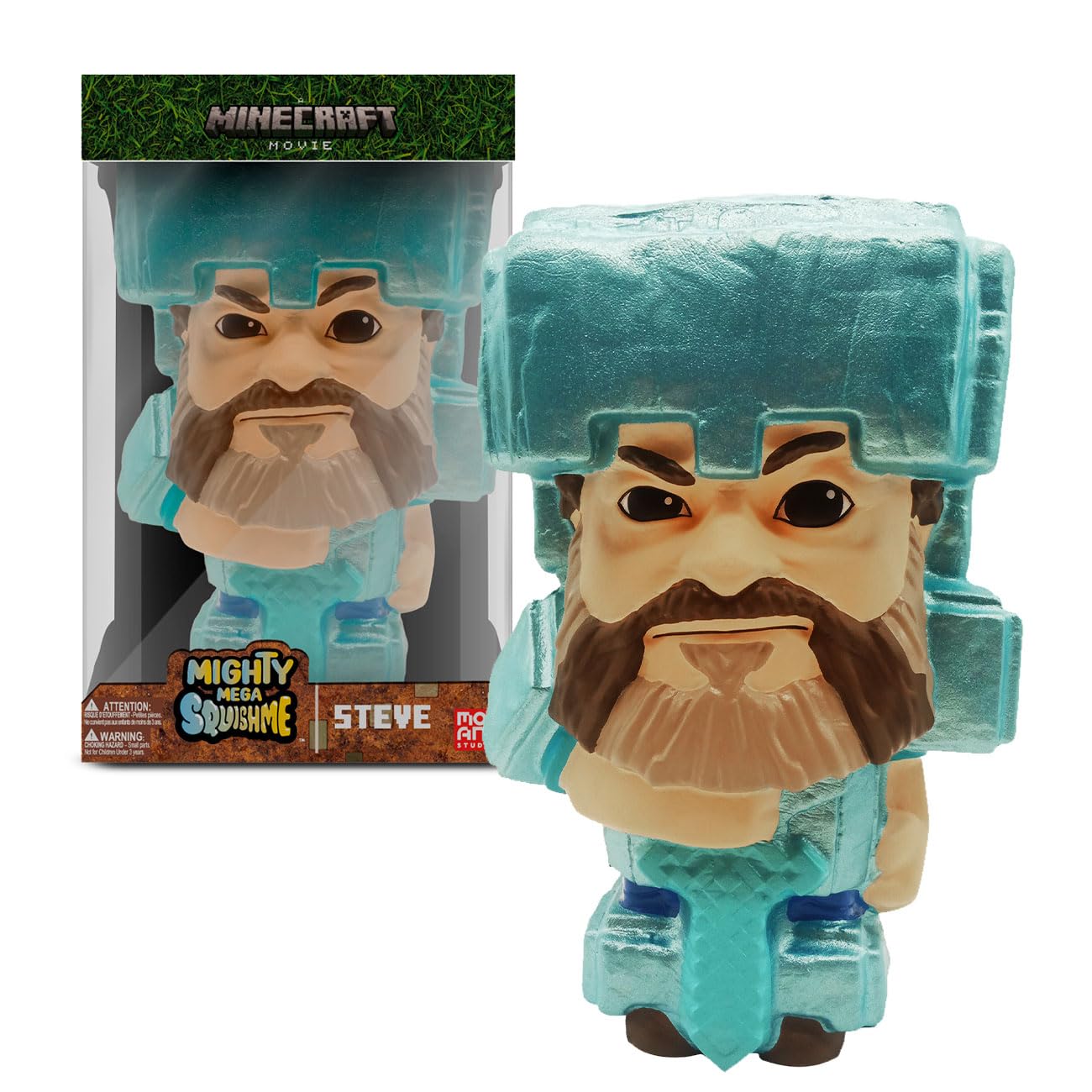 Minecraft Mighty Mega Squishme Diamond Steve Toy 12in – Official Minecraft Movie Character | Just Toys LLC