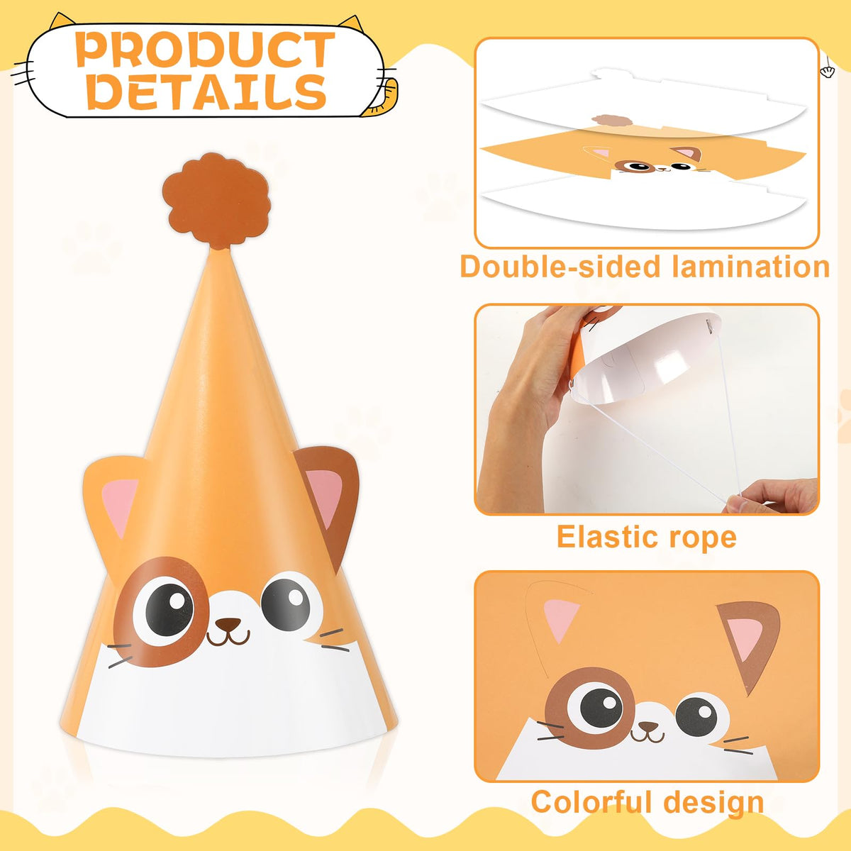 Justforjoyful 24 Pc Cat Birthday Cone Hats – Kitten Theme Party Supplies