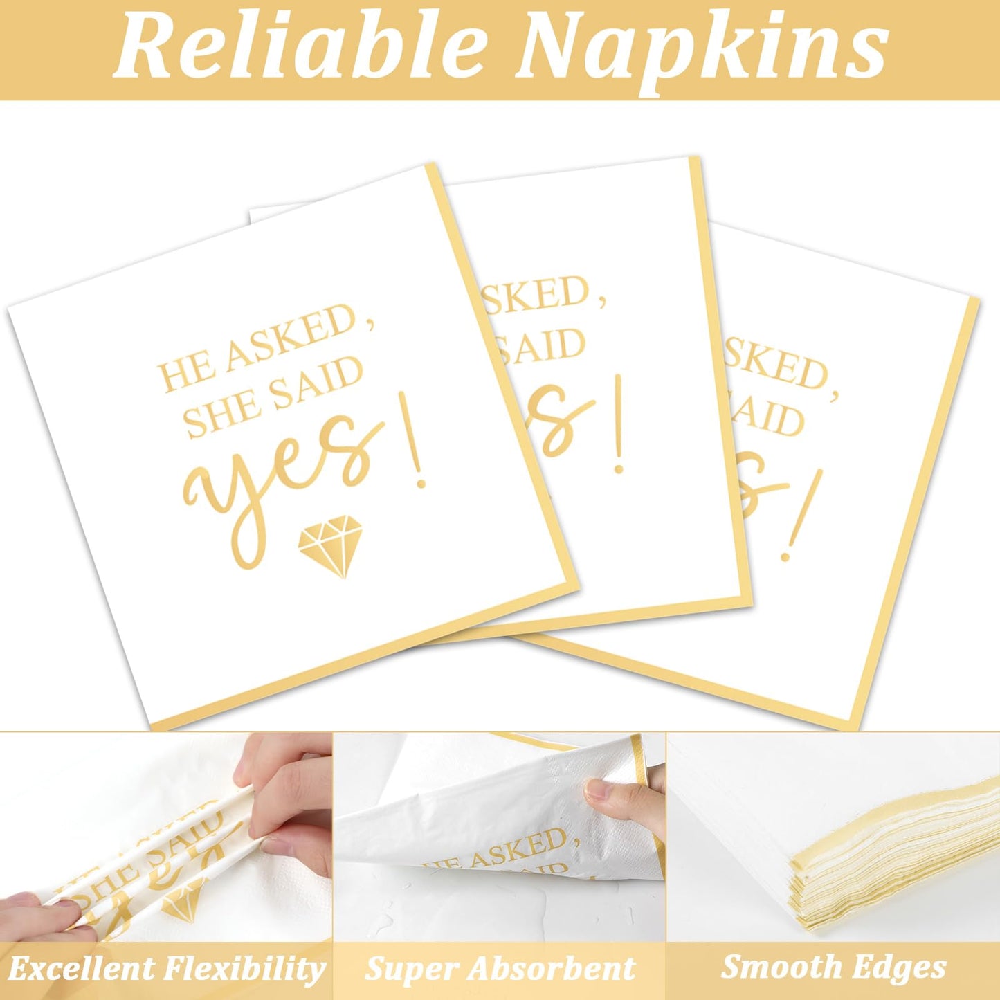 Justforjoyful 96Pcs Happy Engagement Party Supplies – She Said Yes Tableware Set for 24