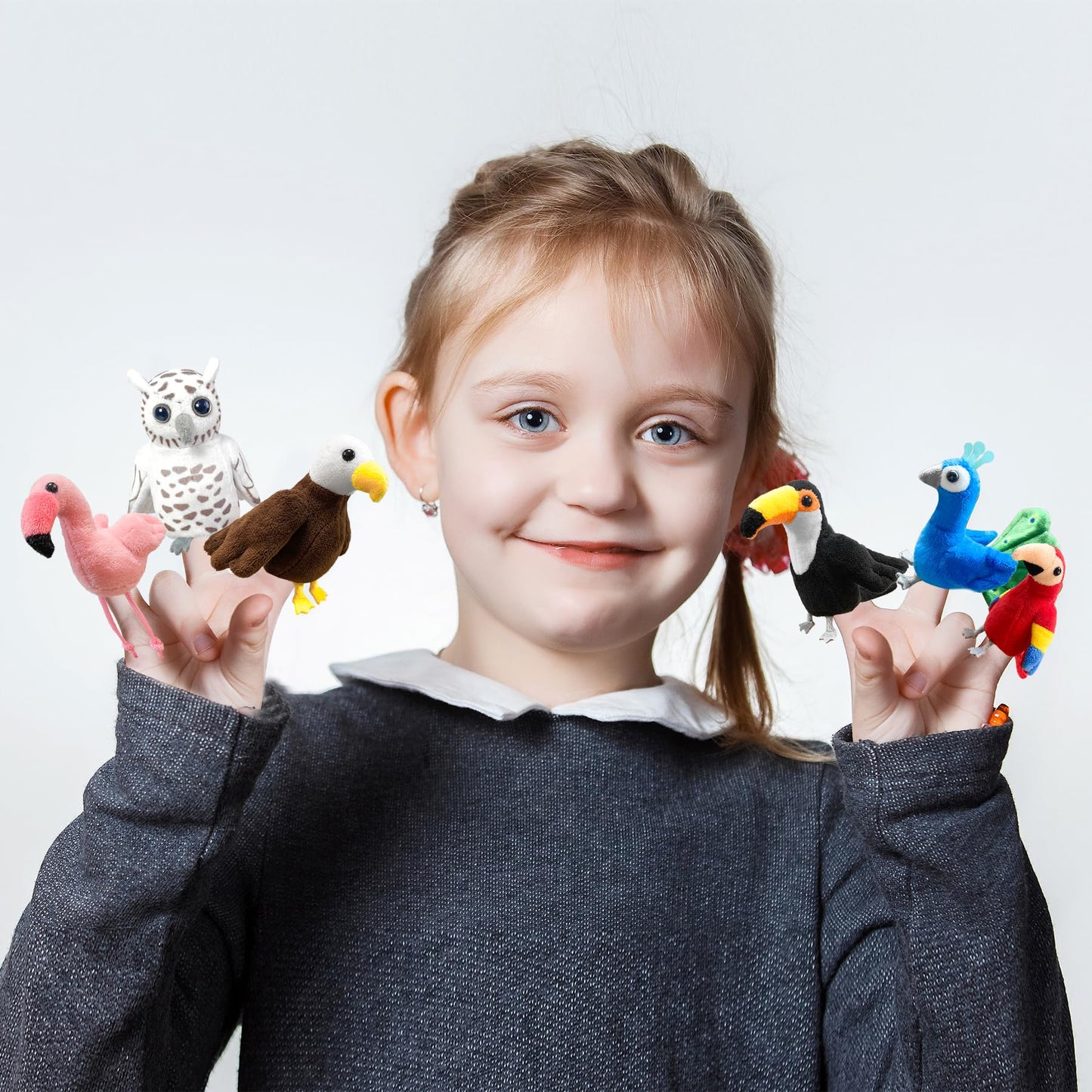 JUSTQUNSEEN 6pcs Bird Finger Puppets Set – Cute Animal Puppets for Storytelling & Role-Play