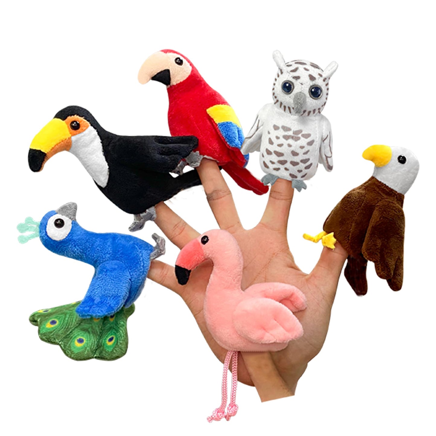 JUSTQUNSEEN 6pcs Bird Finger Puppets Set – Cute Animal Puppets for Storytelling & Role-Play