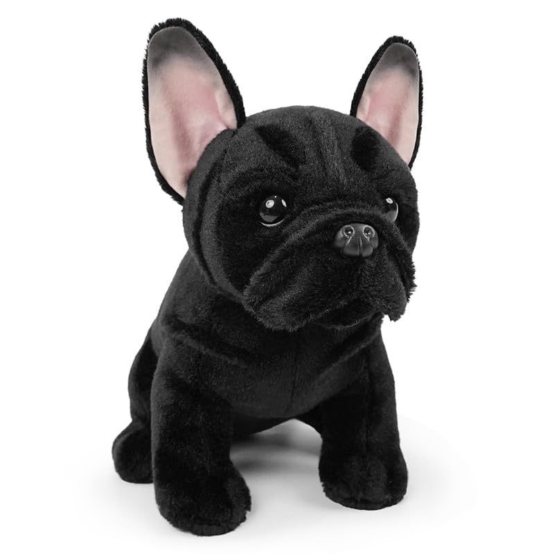 JUSTQUNSEEN Bulldog Stuffed Animal — Realistic 9" Plush Toy for Kids, Soft & Washable