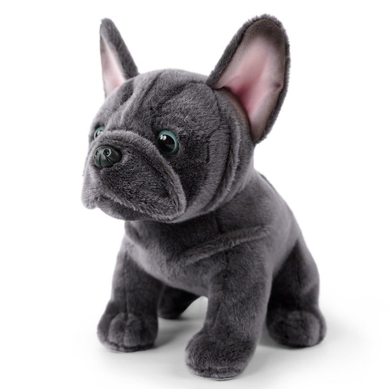 JUSTQUNSEEN Bulldog Stuffed Animal — Realistic 9-Inch Plush Dog for Kids, Soft, Washable, Huggable
