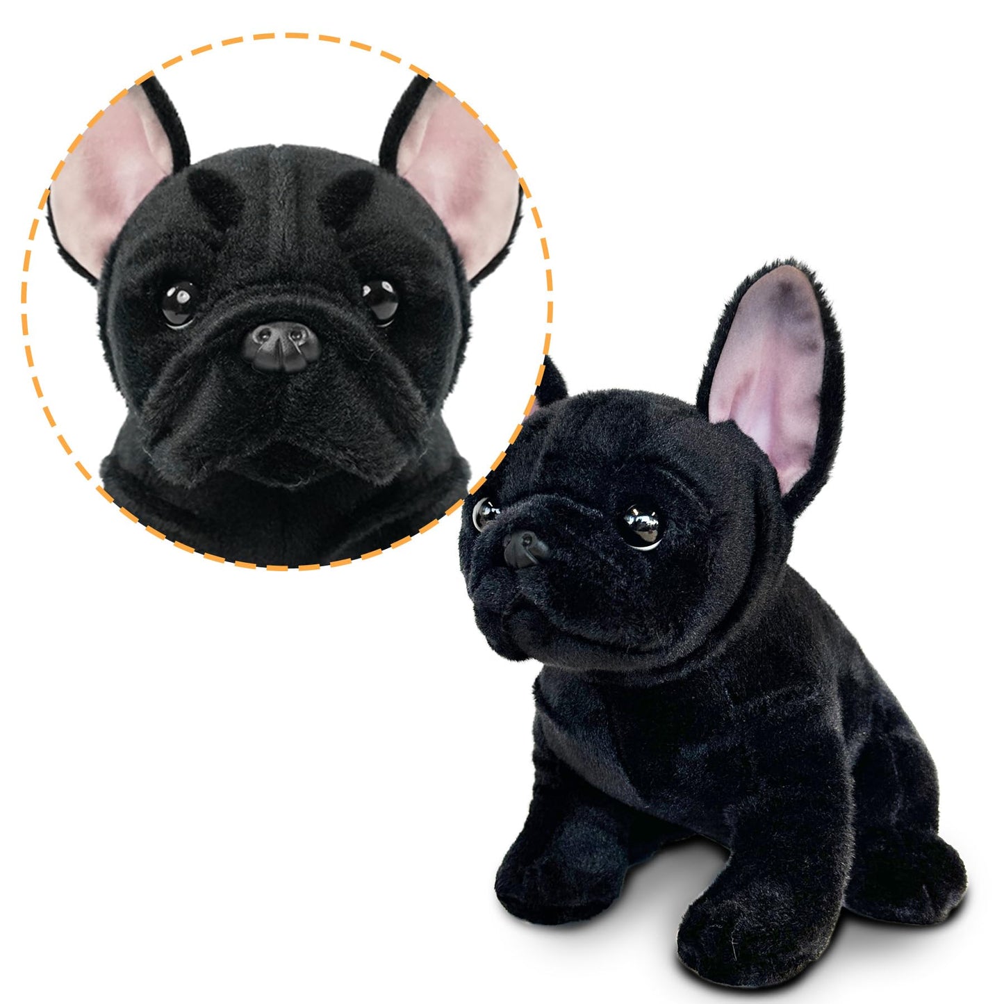 JUSTQUNSEEN Bulldog Stuffed Animal — Realistic 9" Plush Toy for Kids, Soft & Washable
