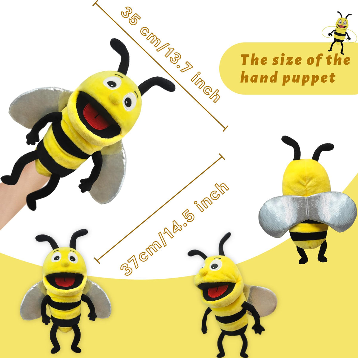 JUSTQUNSEEN Hand Puppet 13-Inch Plush Insect Puppets – Moveable Mouth for Kids