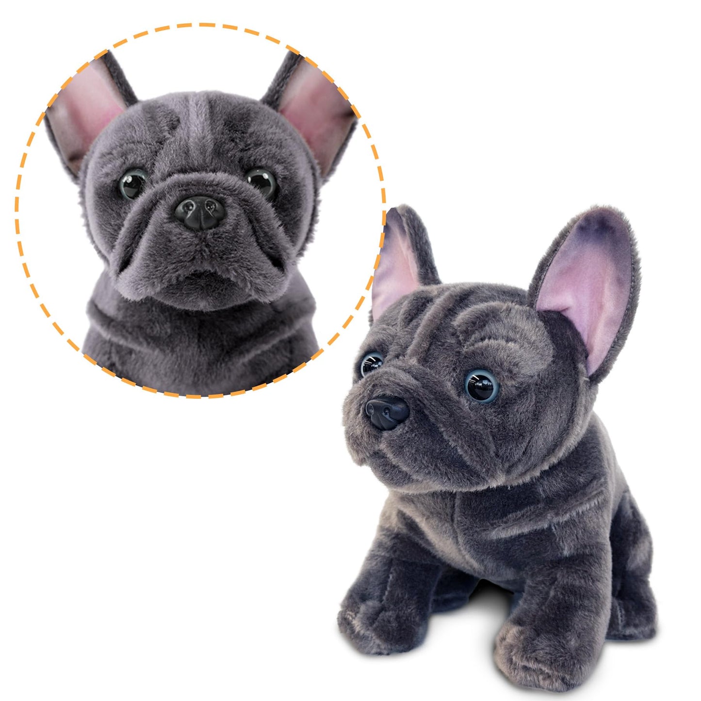 JUSTQUNSEEN Bulldog Stuffed Animal — Realistic 9-Inch Plush Dog for Kids, Soft, Washable, Huggable