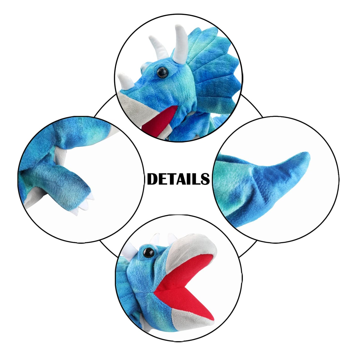 JUSTQUNSEEN Dinosaur Hand Puppets for Kids – Colorful Plush Puppets for Role Play