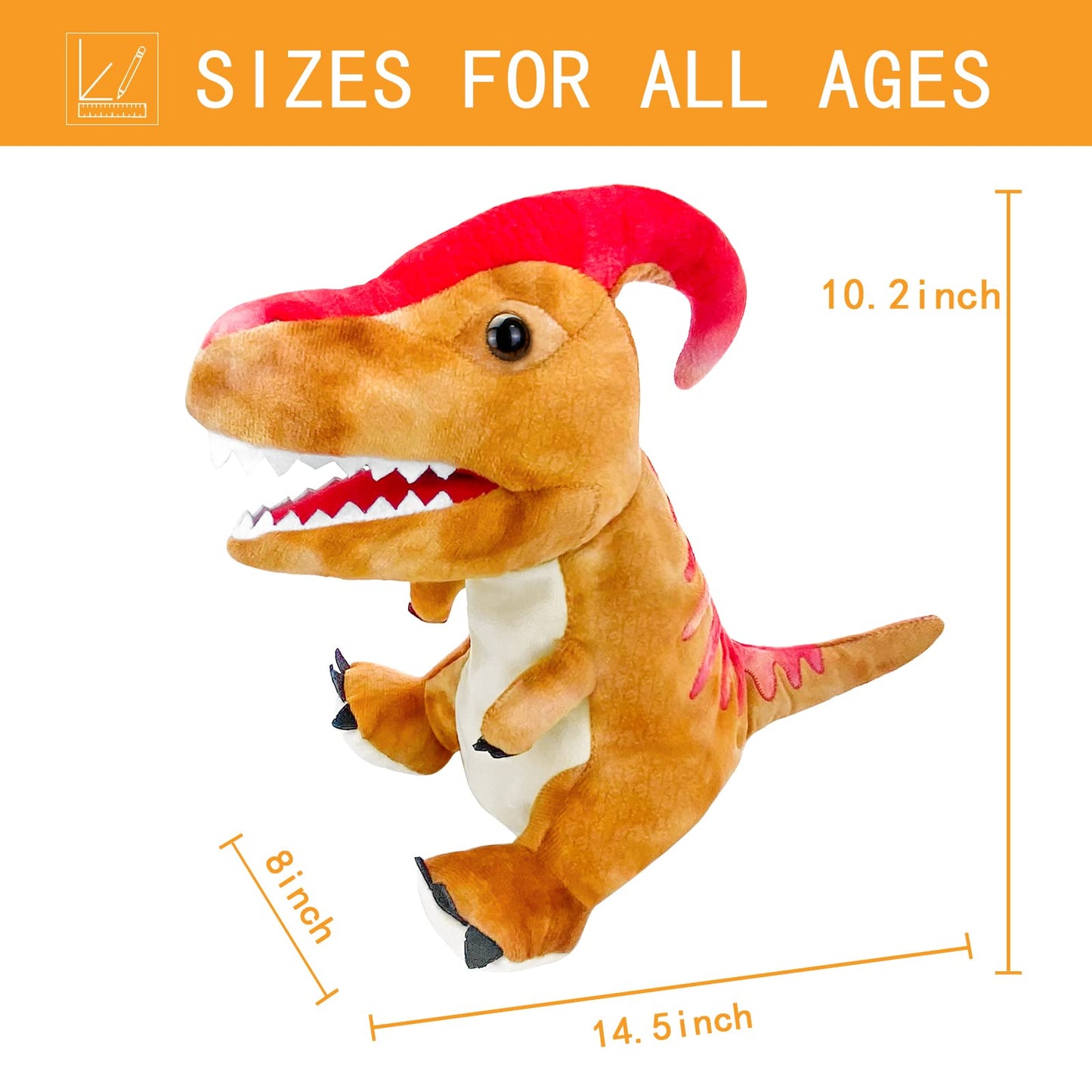 JUSTQUNSEEN Dinosaur Hand Puppets for Kids | Plush Dinosaur Toys