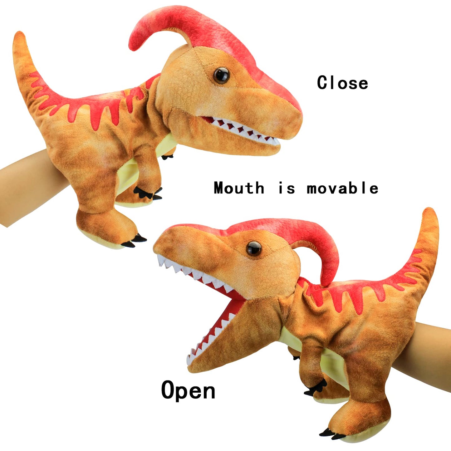 JUSTQUNSEEN Dinosaur Hand Puppets for Kids | Plush Dinosaur Toys