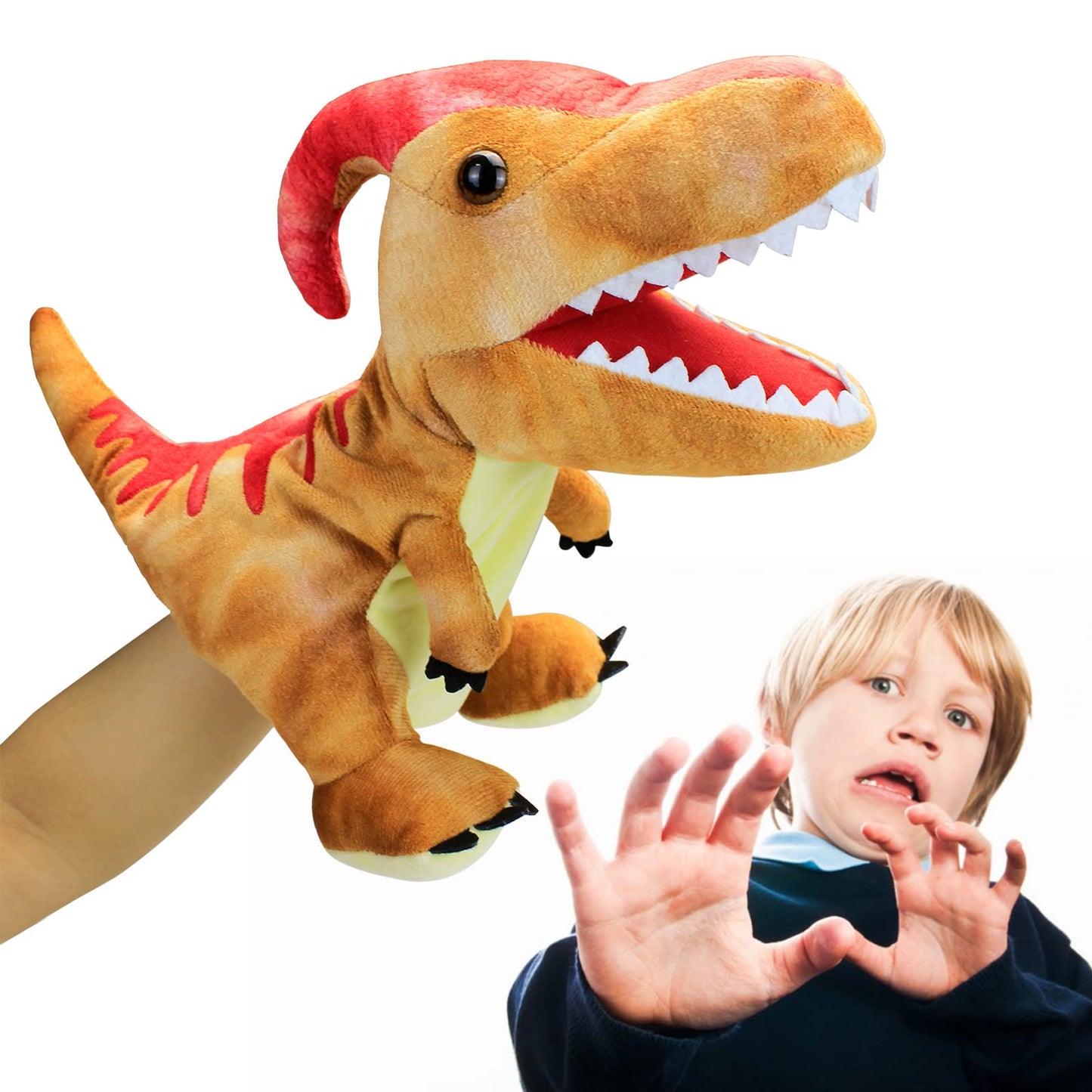 JUSTQUNSEEN Dinosaur Hand Puppets for Kids | Plush Dinosaur Toys