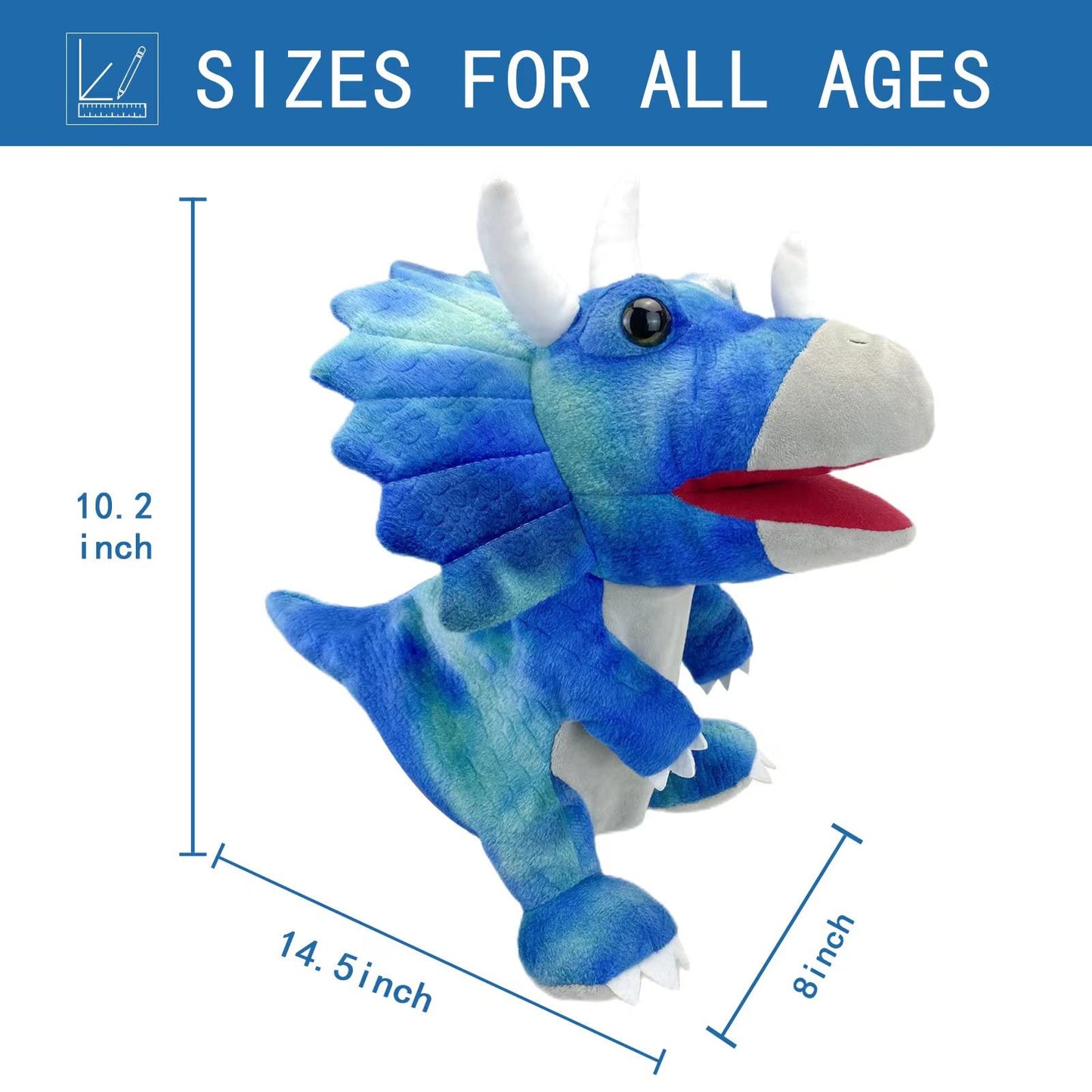 JUSTQUNSEEN Dinosaur Hand Puppets for Kids – Colorful Plush Puppets for Role Play