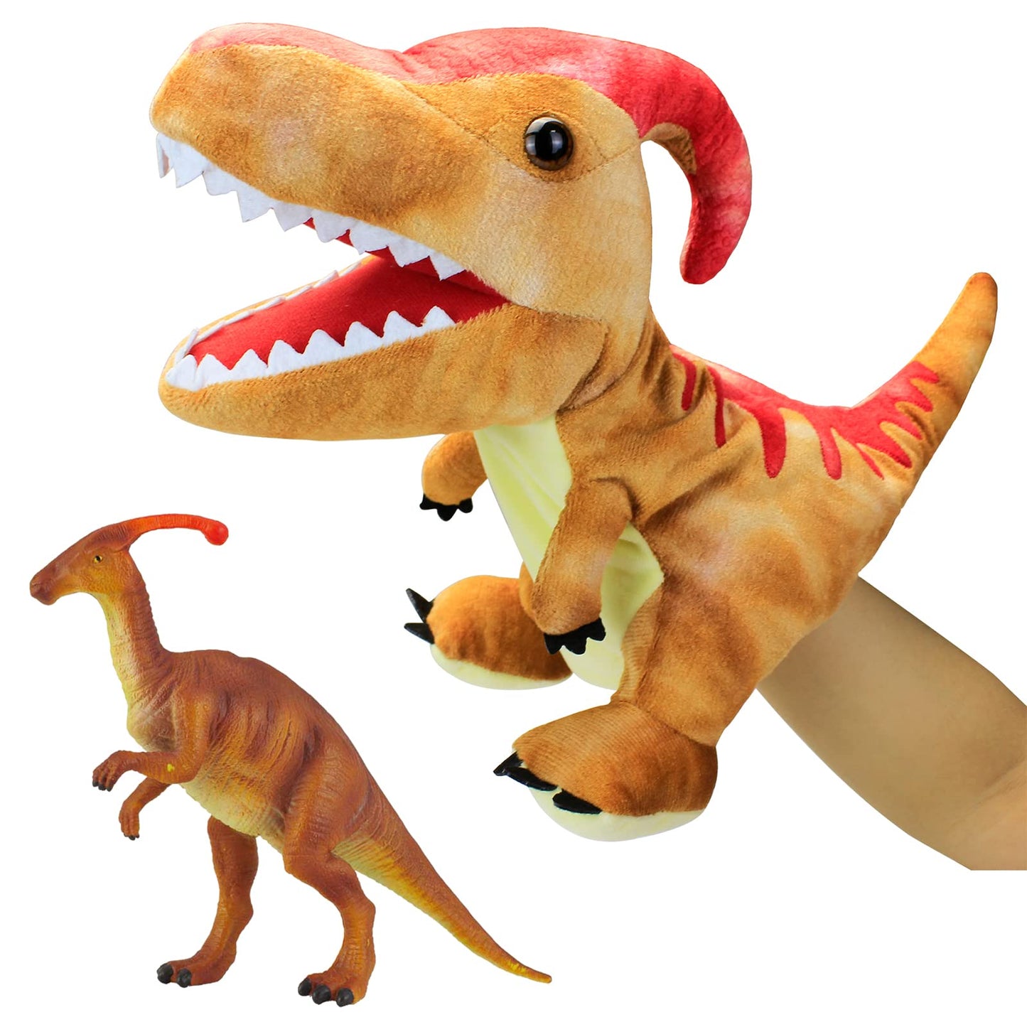 JUSTQUNSEEN Dinosaur Hand Puppets for Kids | Plush Dinosaur Toys