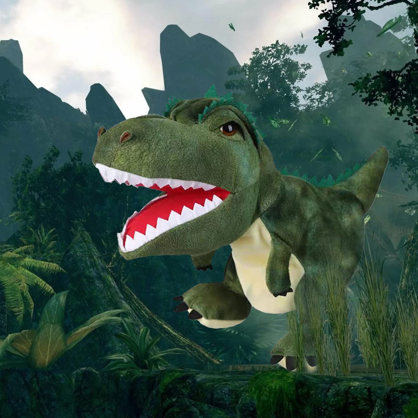 JUSTQUNSEEN Dinosaur Hand Puppets for Kids – Plush Puppet Toys