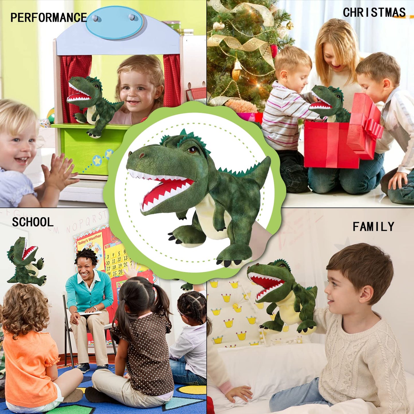 JUSTQUNSEEN Dinosaur Hand Puppets for Kids – Plush Puppet Toys