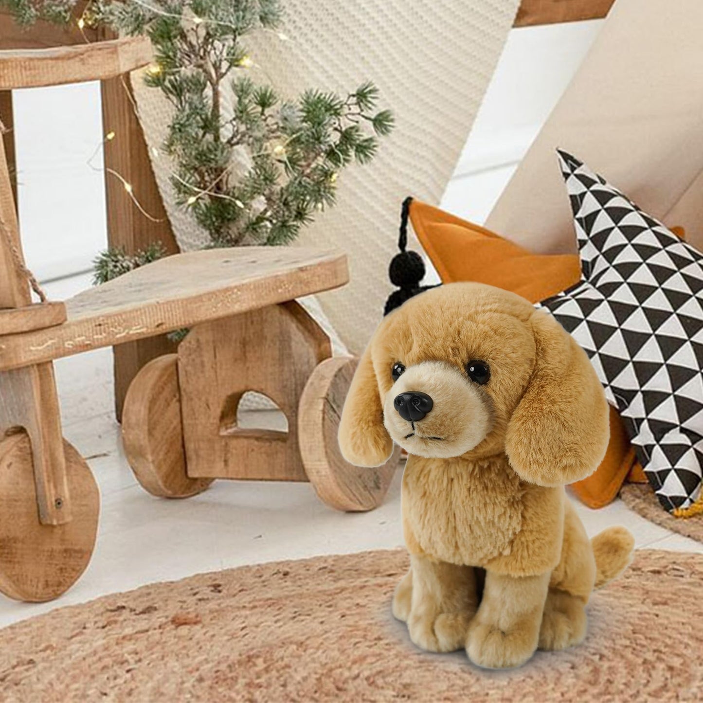 JUSTQUNSEEN Golden Retriever Stuffed Animal - Realistic 9-Inch Plush Toy for Kids