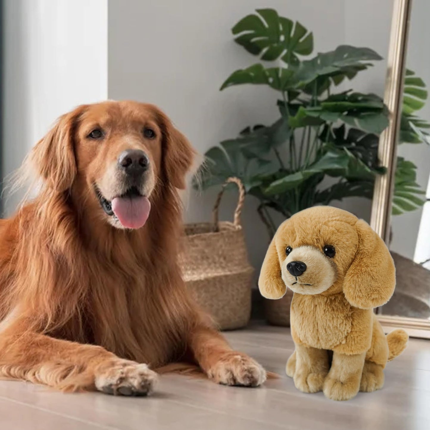 JUSTQUNSEEN Golden Retriever Stuffed Animal - Realistic 9-Inch Plush Toy for Kids