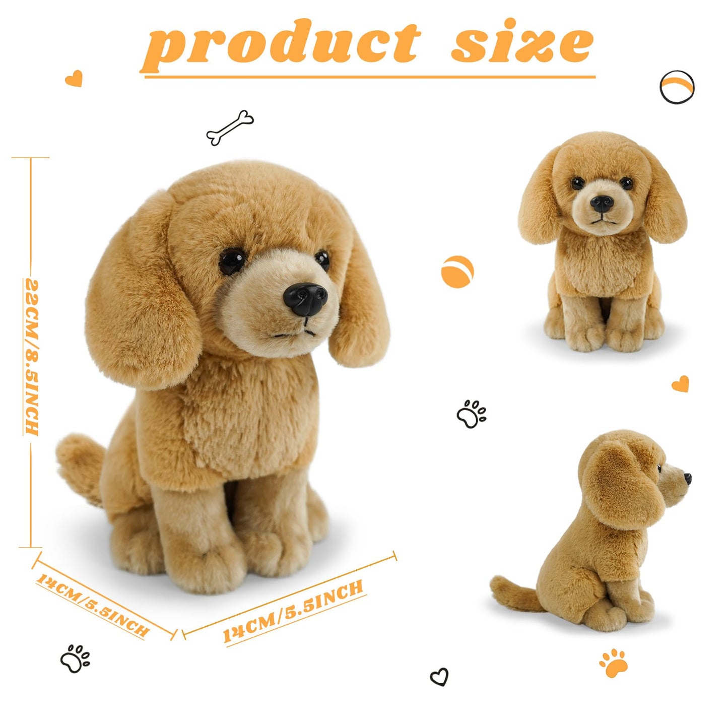 JUSTQUNSEEN Golden Retriever Stuffed Animal - Realistic 9-Inch Plush Toy for Kids