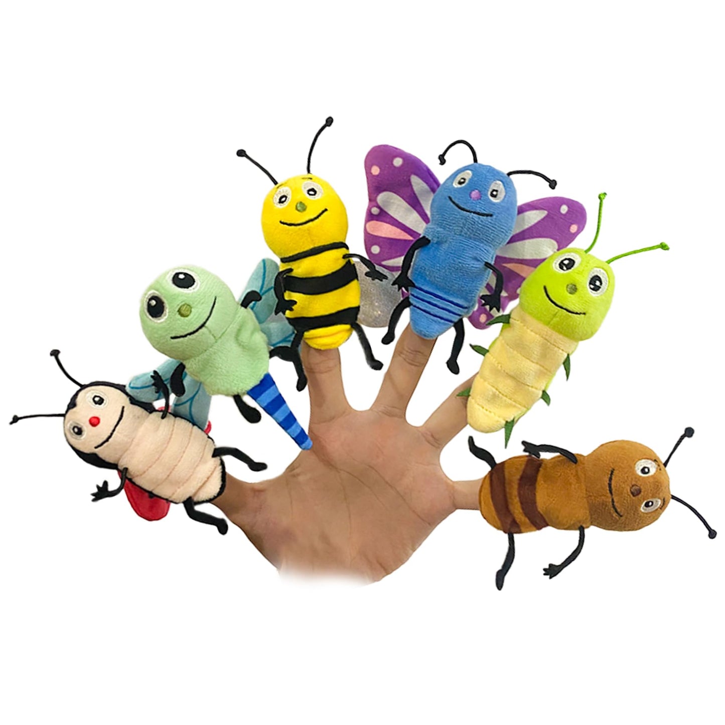 JUSTQUNSEEN 6pcs Insect Finger Puppet Set – Mini Hand Puppets for Storytelling and Role-Play