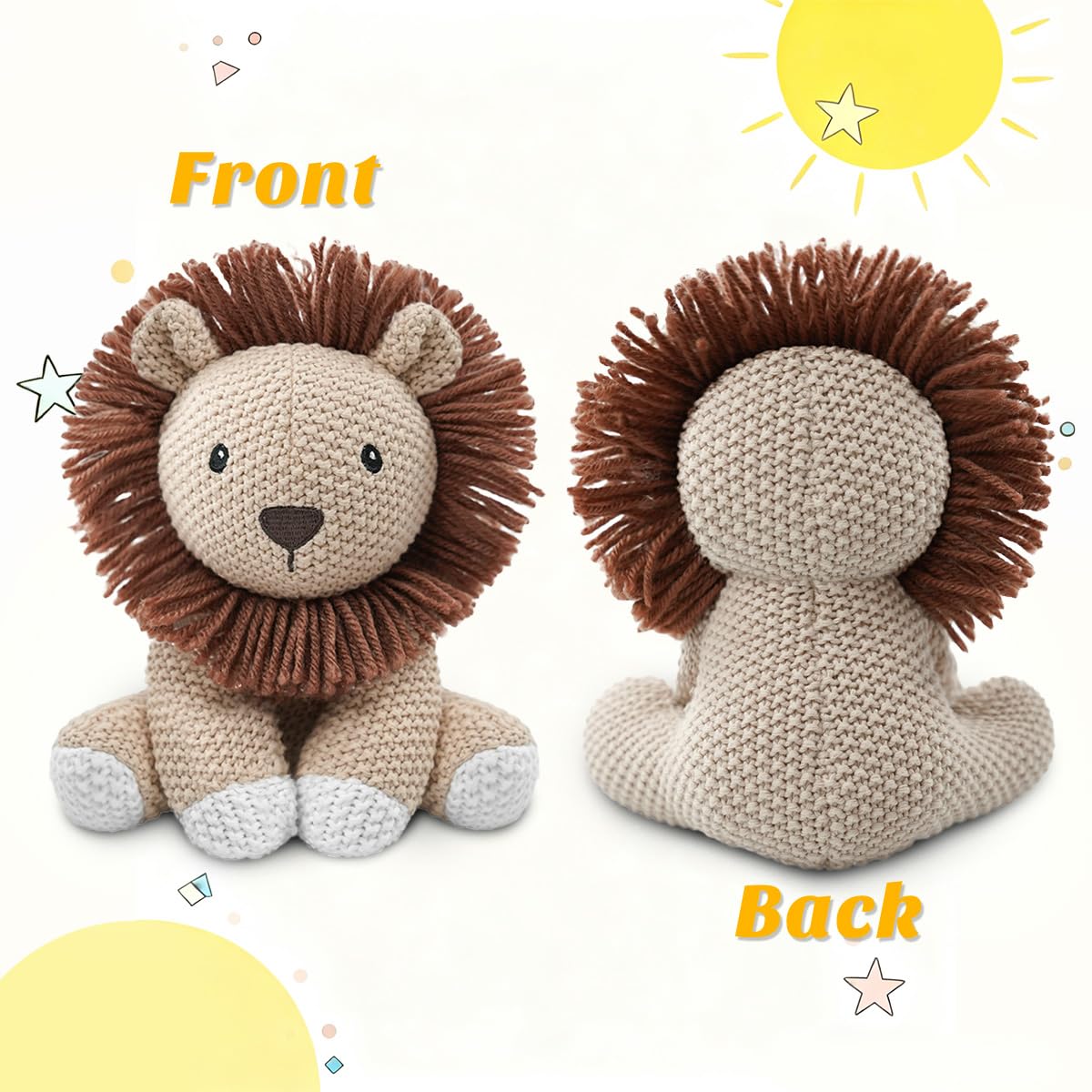 JUSTQUNSEEN Lion Stuffed Animal — 8-Inch Hand-Knit Plush Toy for Kids