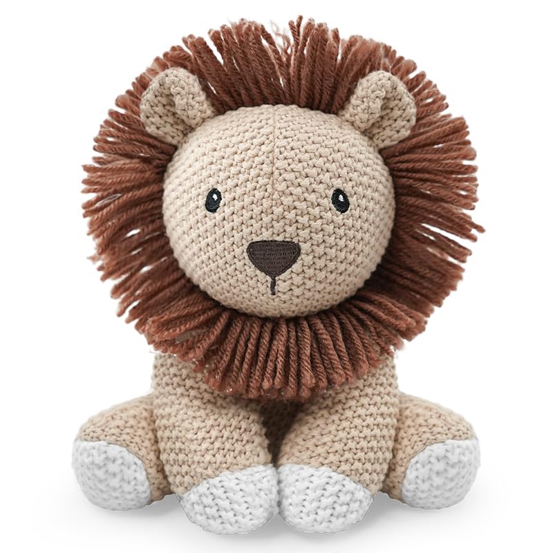 JUSTQUNSEEN Lion Stuffed Animal — 8-Inch Hand-Knit Plush Toy for Kids