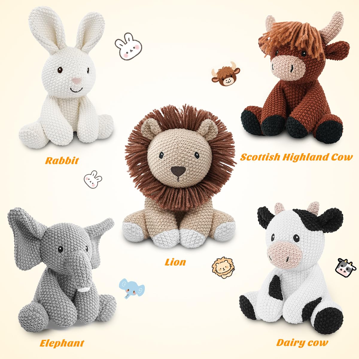 JUSTQUNSEEN Lion Stuffed Animal — 8-Inch Hand-Knit Plush Toy for Kids