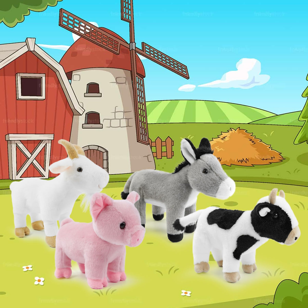 JUSTQUNSEEN Pigs 8-Inch Plush Stuffed Animal Toy – Cute Farm Animals for Kids