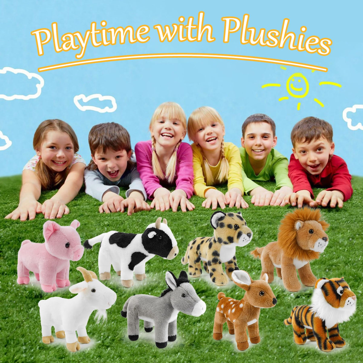 JUSTQUNSEEN Pigs 8-Inch Plush Stuffed Animal Toy – Cute Farm Animals for Kids