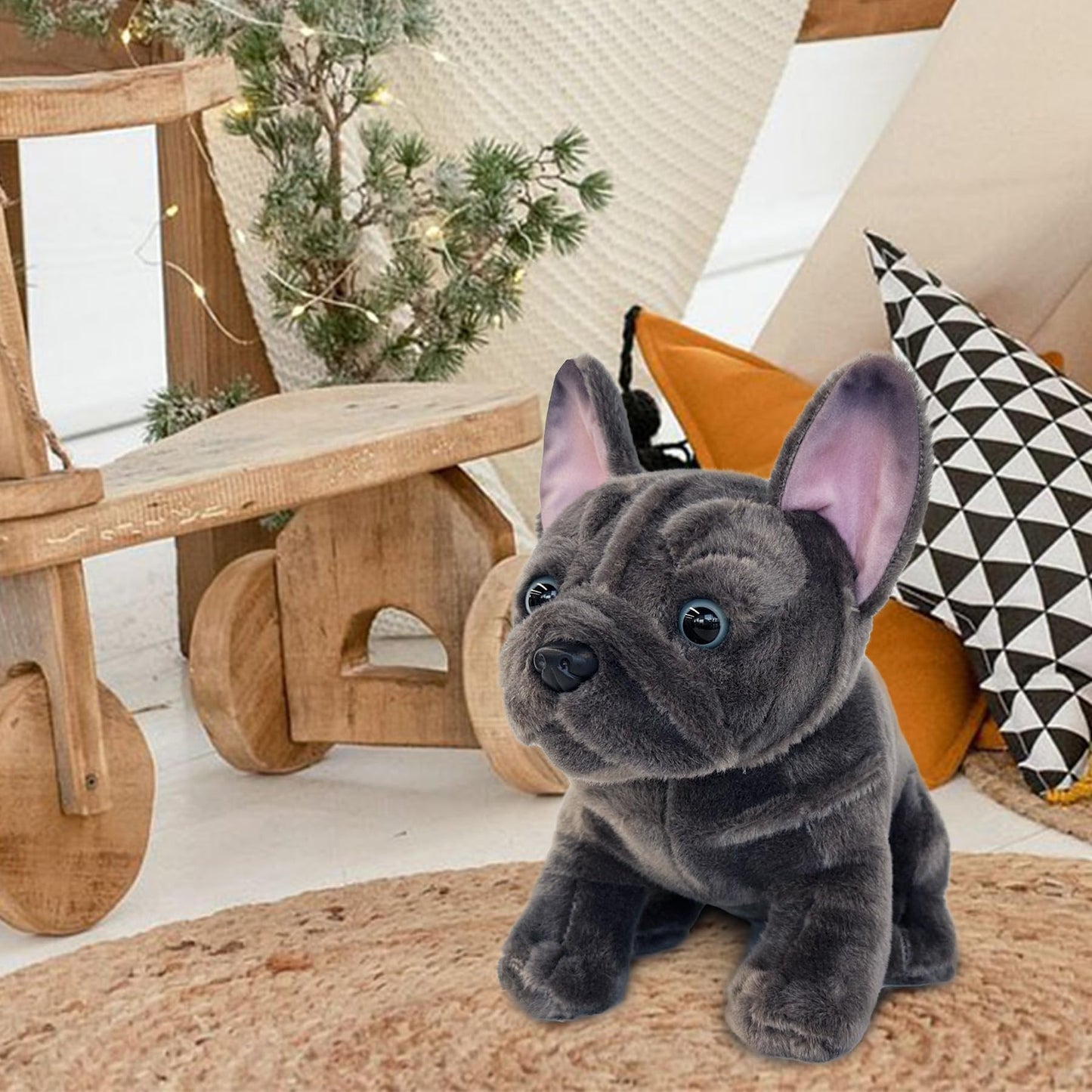 JUSTQUNSEEN Bulldog Stuffed Animal — Realistic 9-Inch Plush Dog for Kids, Soft, Washable, Huggable