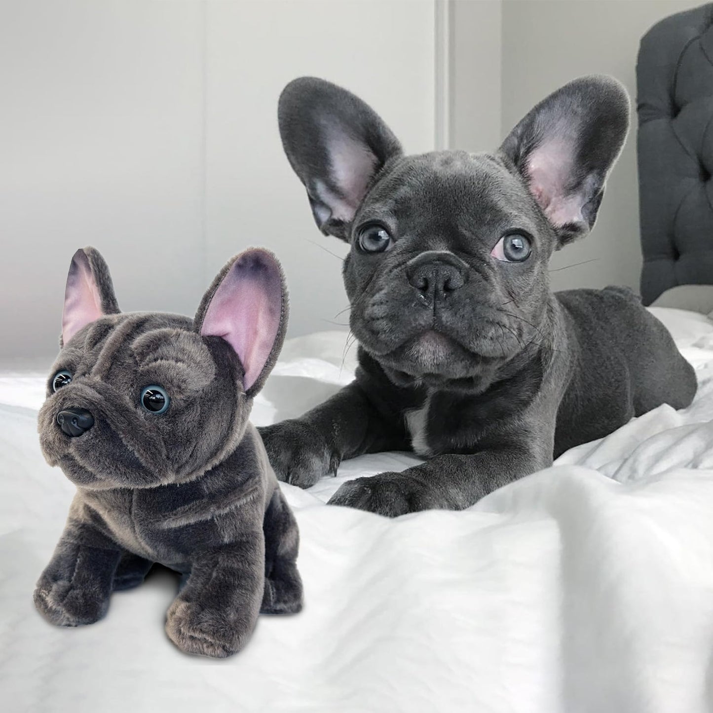JUSTQUNSEEN Bulldog Stuffed Animal — Realistic 9-Inch Plush Dog for Kids, Soft, Washable, Huggable