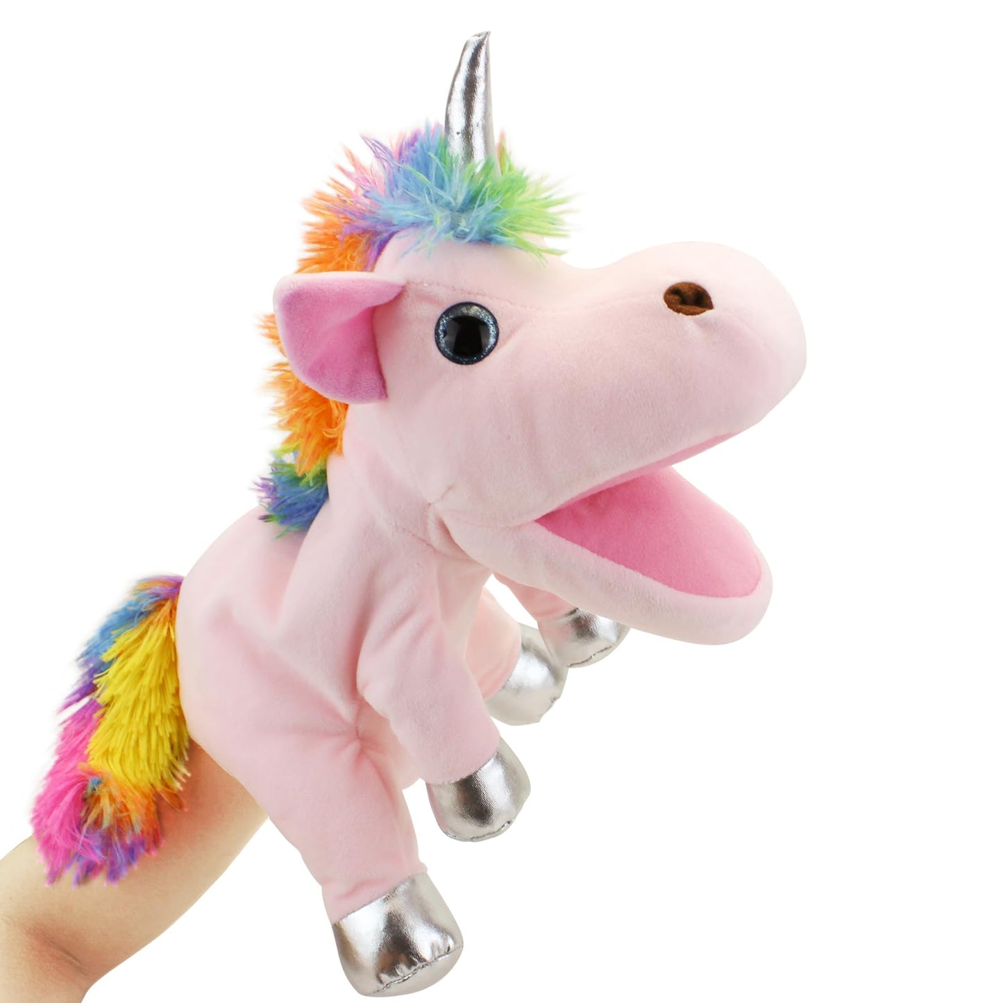 JUSTQUNSEEN Unicorn Hand Puppet – Plush Unicorn Toy for Kids & Adults