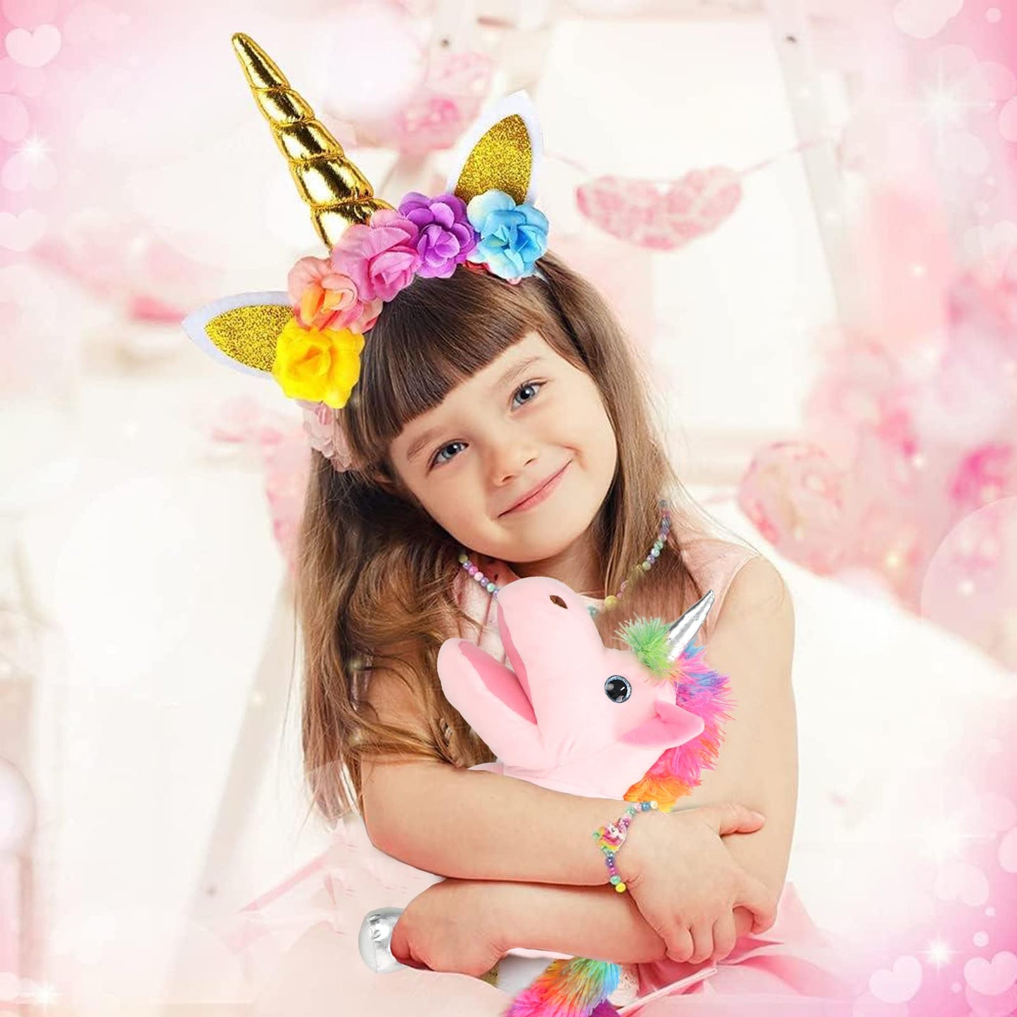 JUSTQUNSEEN Unicorn Hand Puppet – Plush Unicorn Toy for Kids & Adults