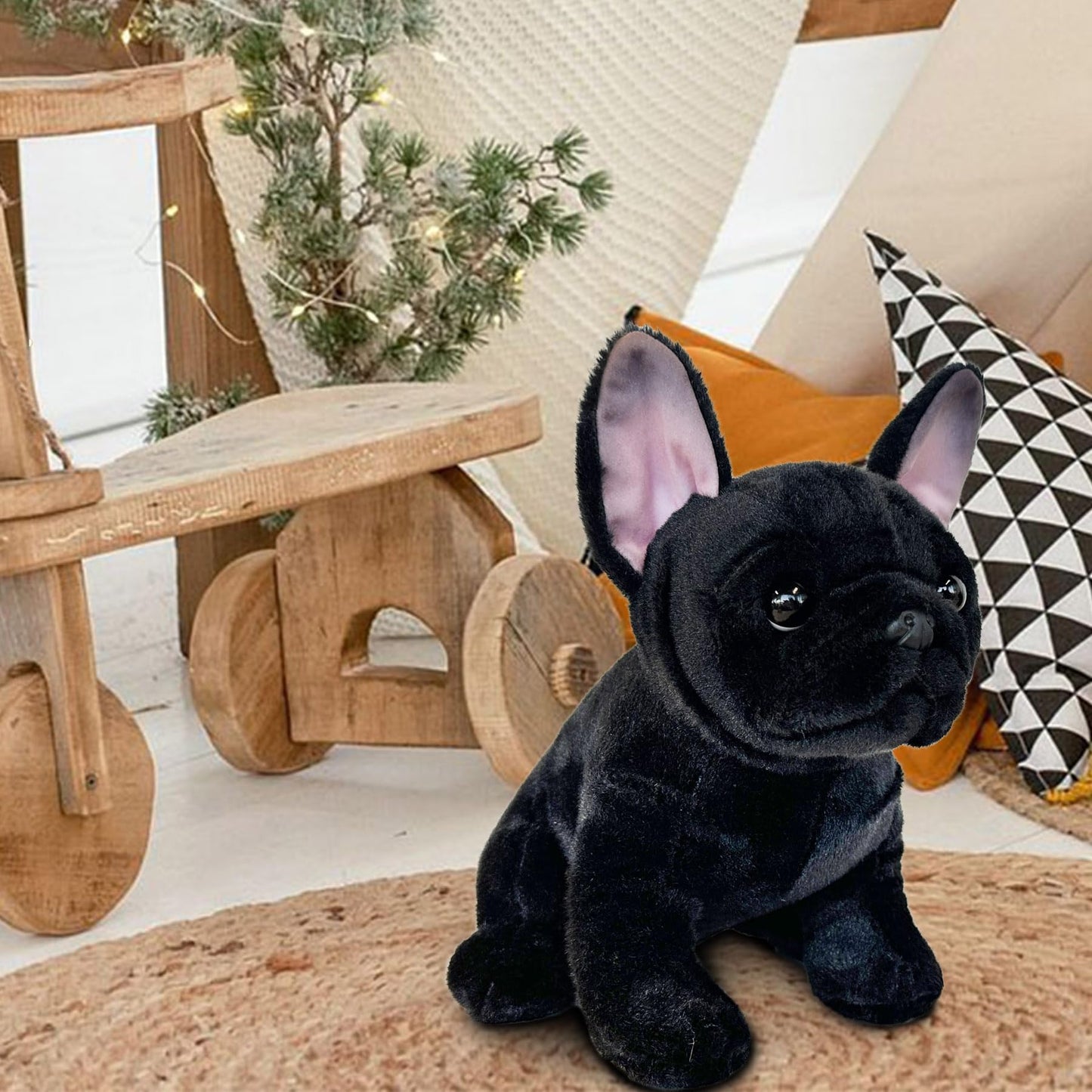 JUSTQUNSEEN Bulldog Stuffed Animal — Realistic 9" Plush Toy for Kids, Soft & Washable