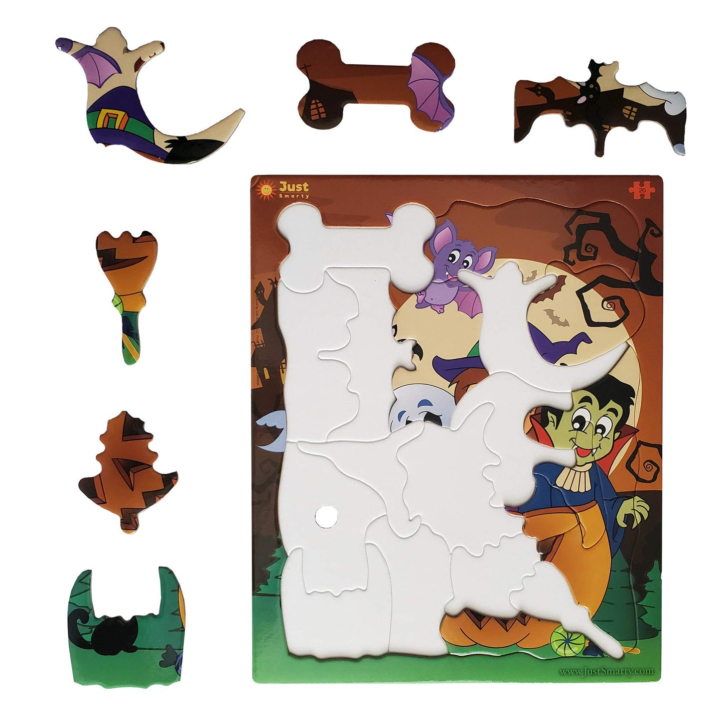 Just Smarty Halloween Puzzles for Kids 3-5 – 20-Piece Unique Shapes