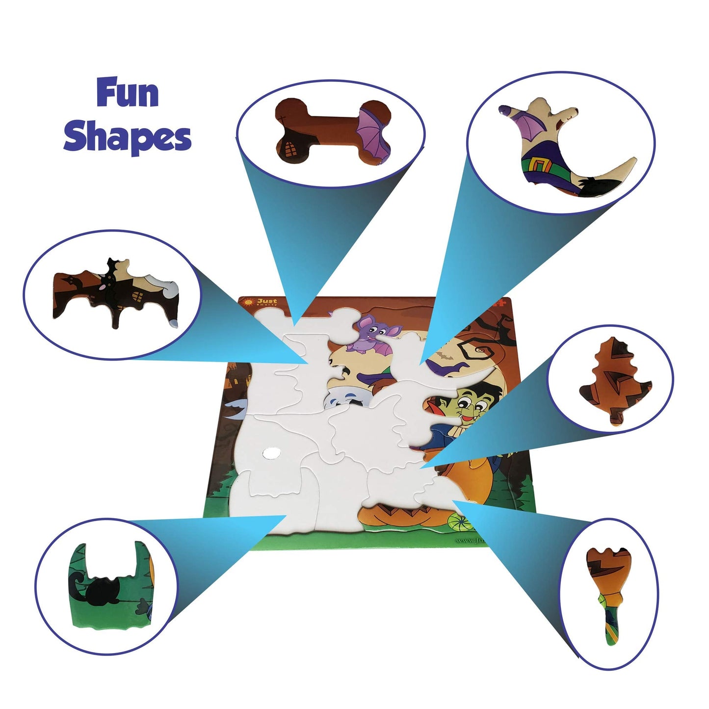 Just Smarty Halloween Puzzles for Kids 3-5 – 20-Piece Unique Shapes
