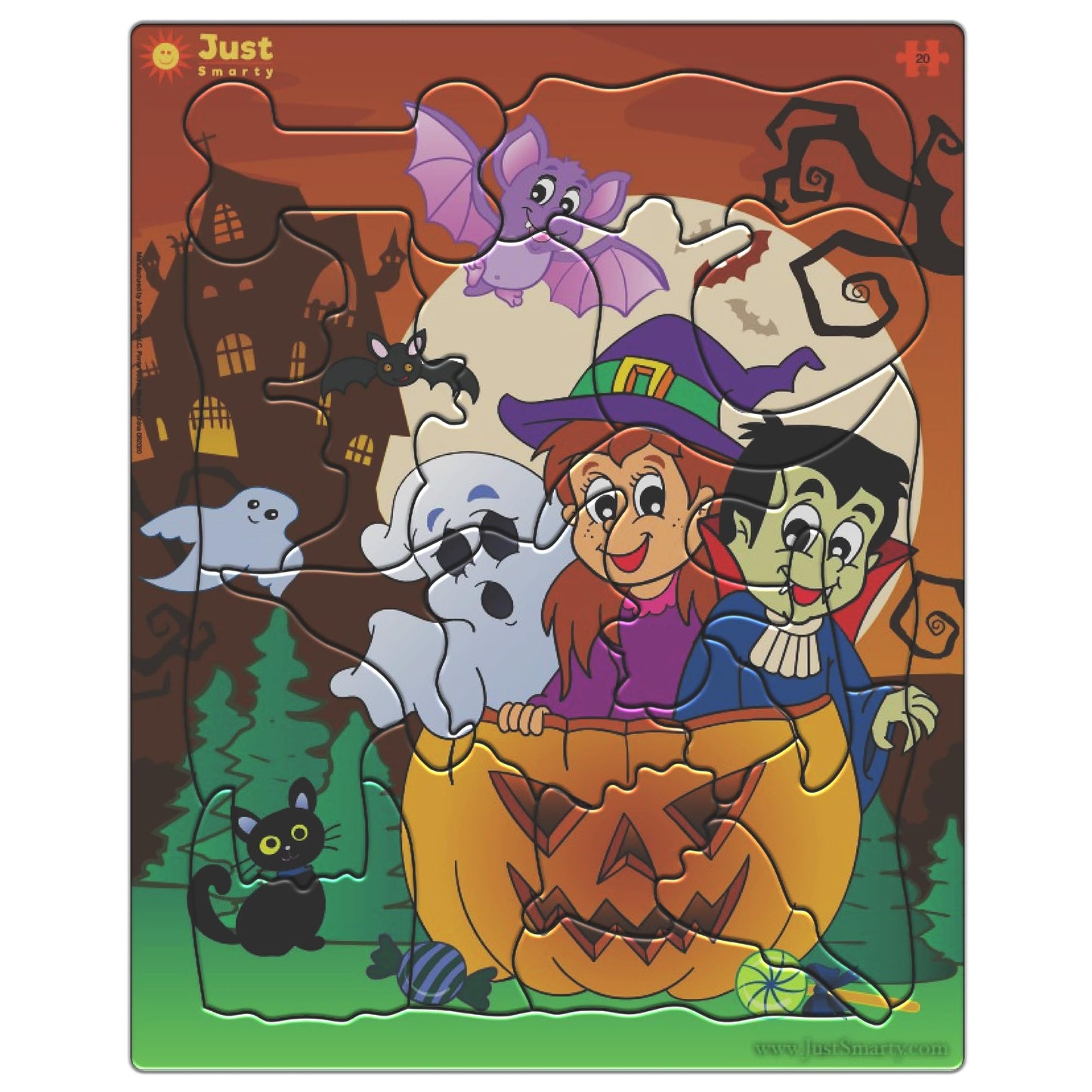 Just Smarty Halloween Puzzles for Kids 3-5 – 20-Piece Unique Shapes