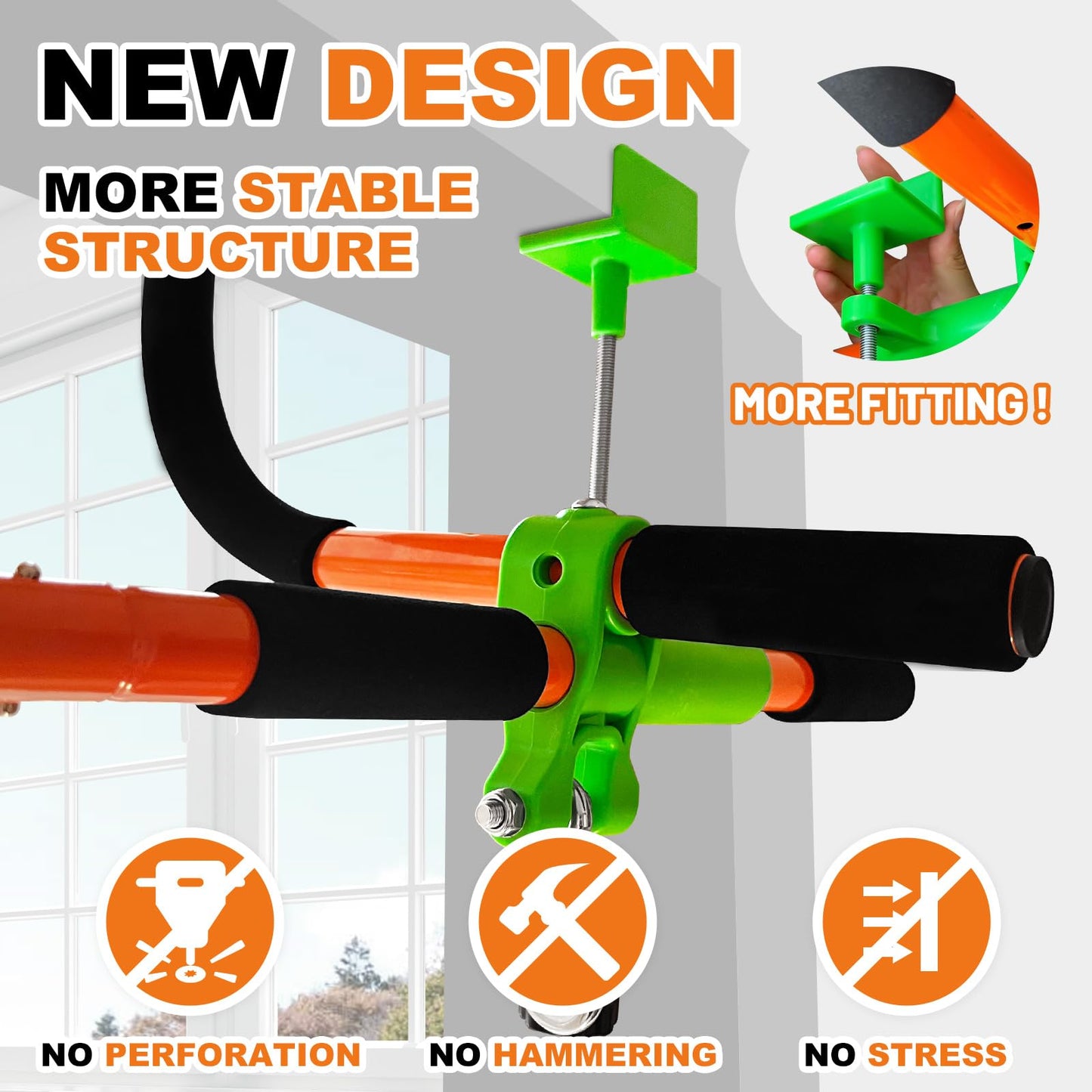 Just.smile Doorway Swing for Kids & Pull Up Bar – Indoor Family Gym (Orange)