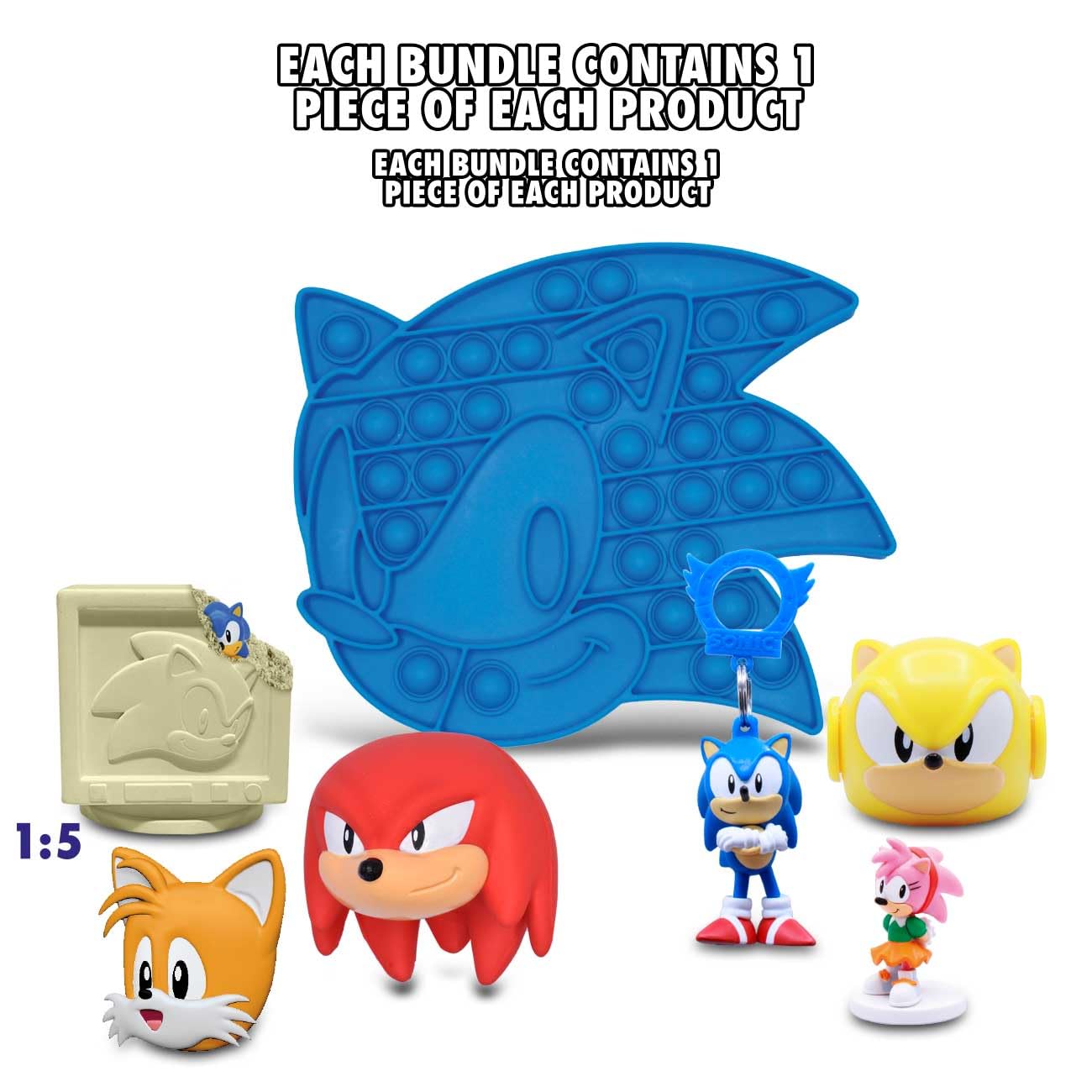 Sonic The Hedgehog Surprise TV Bundle – 10-inch Sonic TV Box with 7-Item Collectible Set | Just Toys LLC