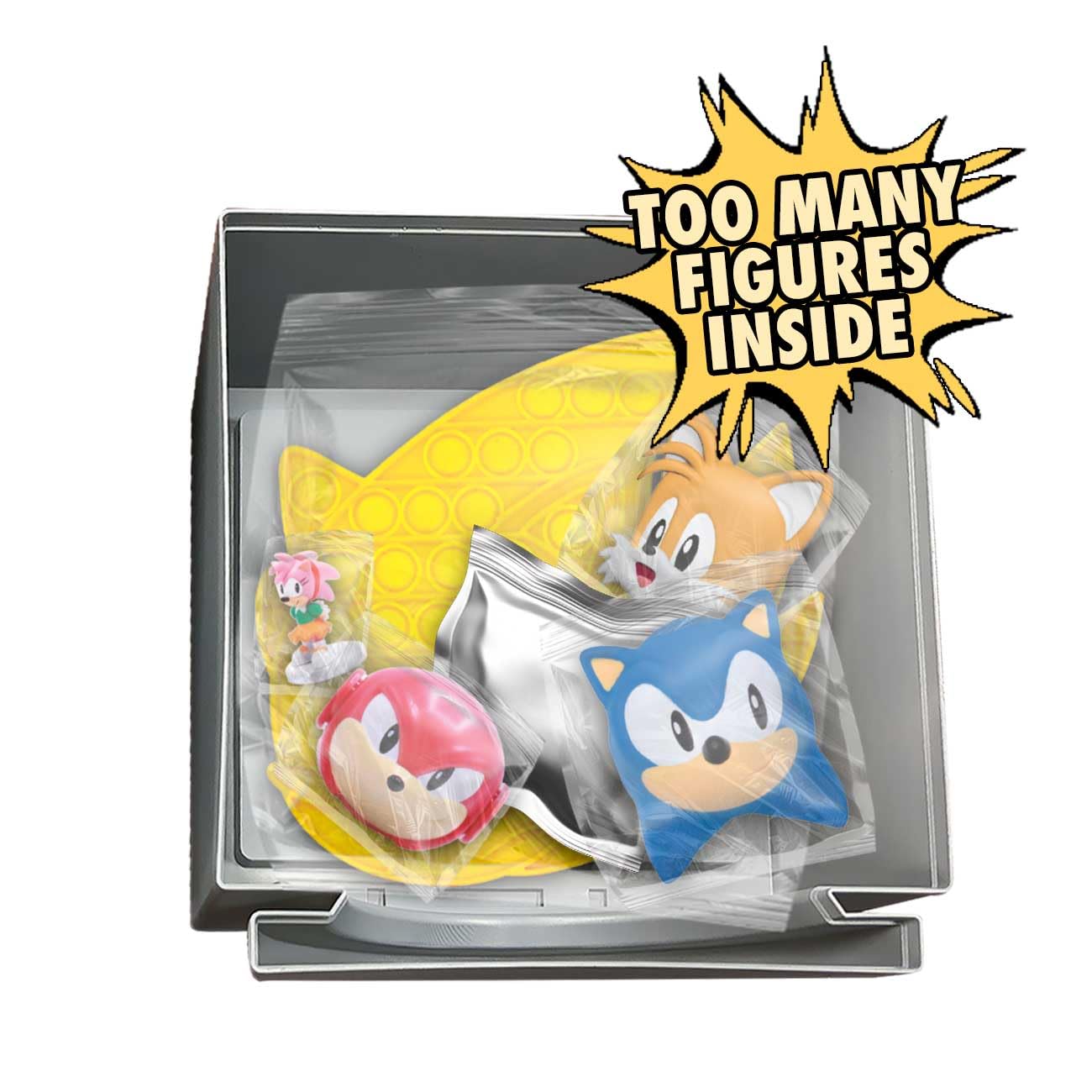 Sonic The Hedgehog Surprise TV Bundle – 10-inch Sonic TV Box with 7-Item Collectible Set | Just Toys LLC