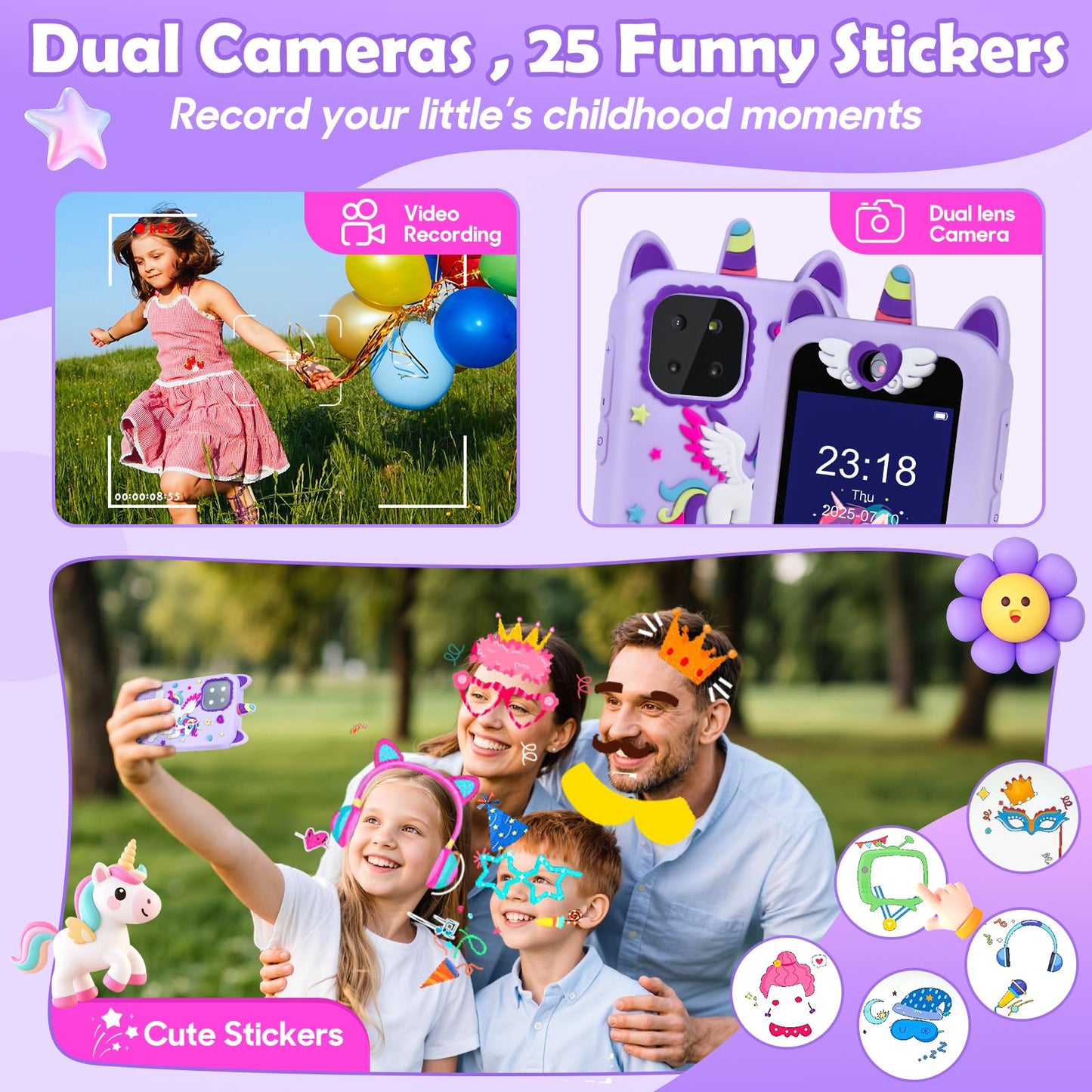 Jusvenmt Kids Smart Phone for Girls – 2.8-Inch Touchscreen Toy with 44 Games, 32GB, Safe & Fun