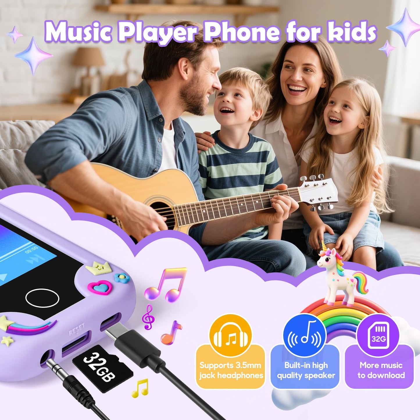 Jusvenmt Kids Smart Phone for Girls – 2.8-Inch Touchscreen Toy with 44 Games, 32GB, Safe & Fun