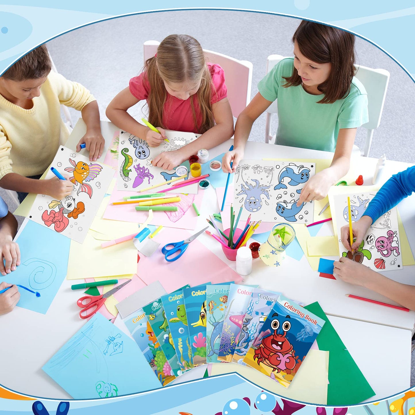 Jutom 24 Pcs Mini Ocean Coloring Books Bulk – Sea Animal Party Favors & DIY Crafts