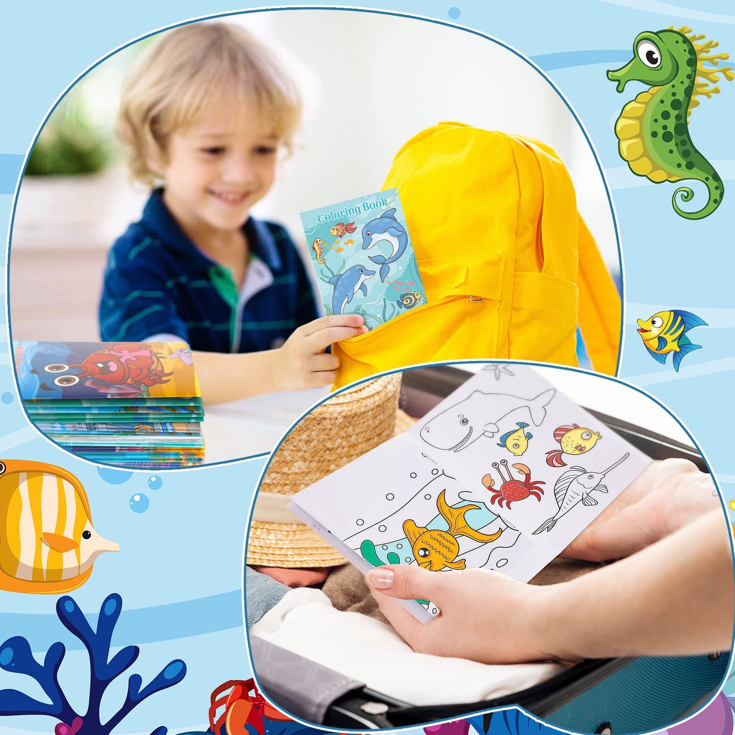 Jutom 24 Pcs Mini Ocean Coloring Books Bulk – Sea Animal Party Favors & DIY Crafts