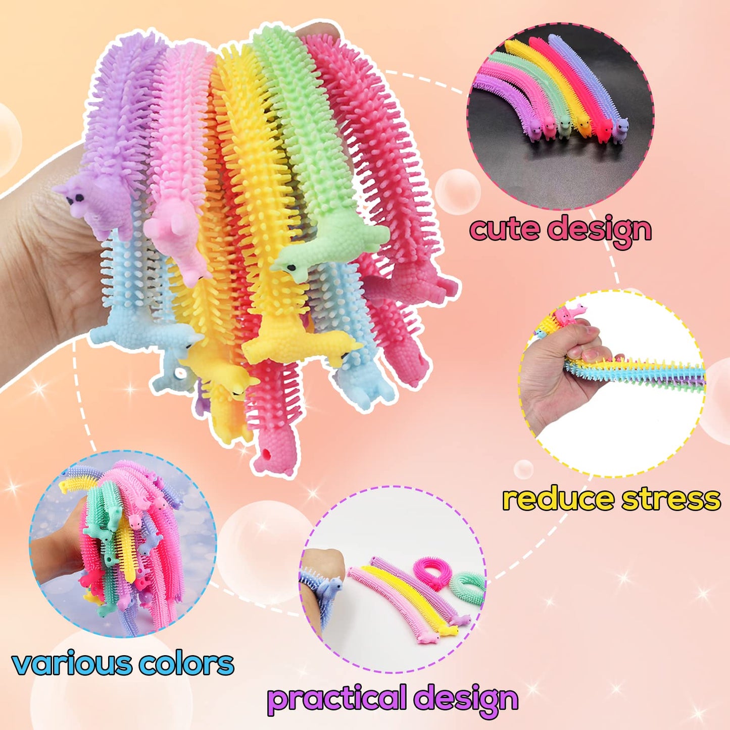 Juuxncgv 18Pack Stretchy Fidget Toy – Upgraded Sensory String for Kids & Adults