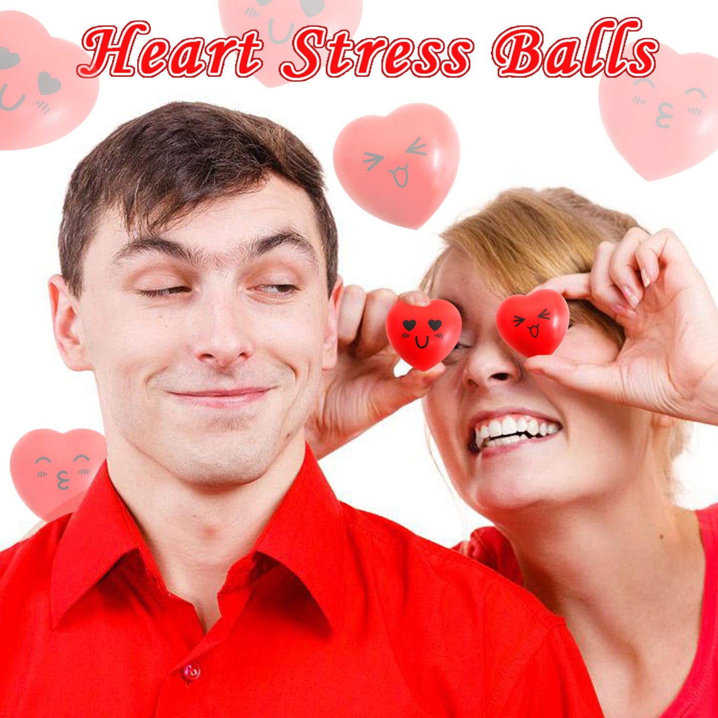 Juuxncgv 30 Pcs Heart Stress Balls – Mini 1.6in Heart-Shaped Smiley Stress Toys