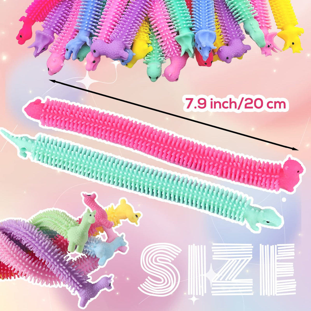 Juuxncgv 20 PCS Stretchy Fidget Toy – Colorful Stress Relief Strings for Kids & Adults